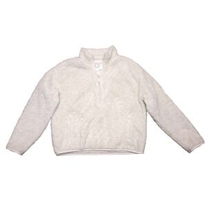 Offline By‎ Aerie Sweater XS Natural White Sherpa Pull Over 1/2 Zip Oversized